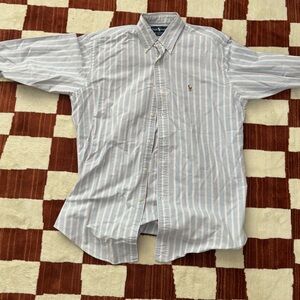 Ralph Lauren Yarmouth Oxford Shirt Medium Blue with Pink Stripes